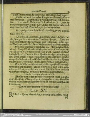 Cap. XV. Richelieu sahe den Mazarini an, und muste lachen, ...