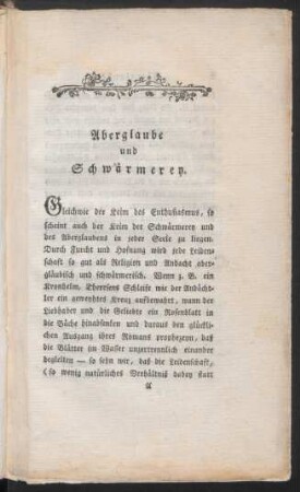 Aberglaube und Schwärmerey