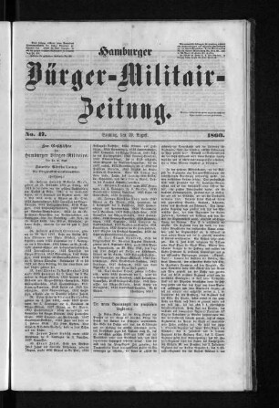 Hamburger Bürger-Militair-Zeitung. No. 47. 1860