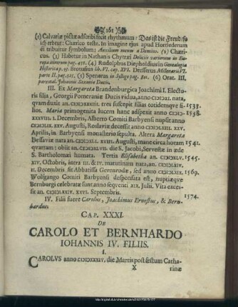 Cap. XXXI. De Carolo Et Bernhardo Johannis IV. Filiis