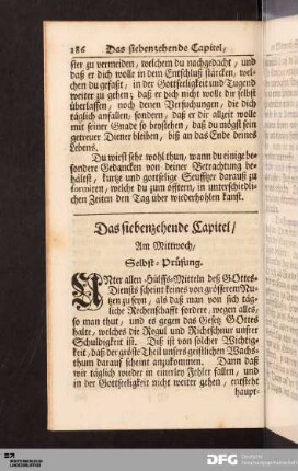 Das siebenzehende Capitel / Am Mittwoch, Selbst-Prüfung