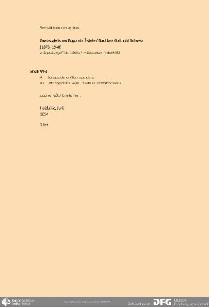 Brief von Jurij Hejduška an Bogumił Šwjela