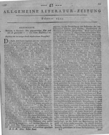 Steffens, H.: Die gegenwärtige Zeit und wie sie geworden, mit besonderer Rücksicht auf Deutschland. In zwei Theilen. Berlin: Reimer 1817 (Beschluss der im vorigen Stück abgebrochenen Recension)