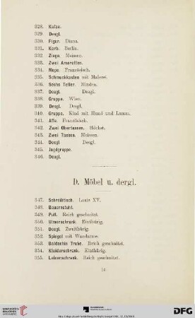 D. Möbel u. dergl. (Nr. 347-388)