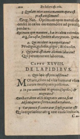 Caput XXVIII. De Lapidibus.