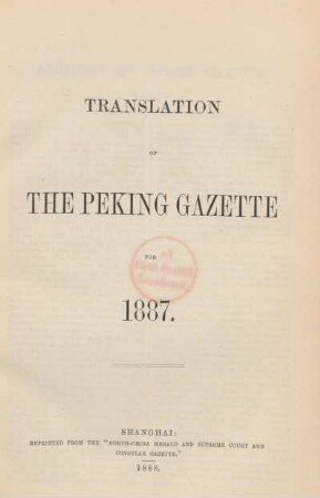 1887: Translation of the Peking gazette