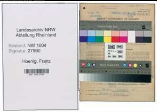 Entnazifizierung Franz Hoenig , geb. 30.11.1872 (Weichenwaerter)