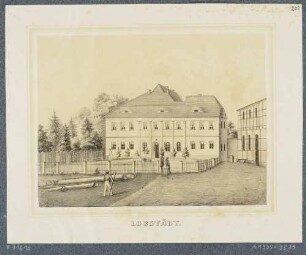 Das Rittergut Lobstädt (Neukieritzsch-Lobstädt) im Südwesten von Leipzig, aus dem Album der Rittergüter und Schlösser im Königreiche Sachsen, 1. Band