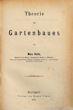 Theorie des Gartenbaues