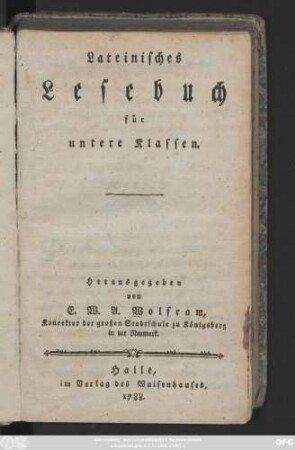 Lateinisches Lesebuch für untere Klassen