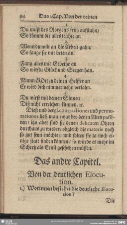 Das andre Capitel. Von der deutlichen Elocution