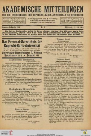 Nr. 5 (12. Juli 1916)