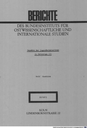 Aspekte der Jugendkriminalität in Osteuropa, 1