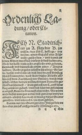 Ordenlich Ladung/ oder Citation.