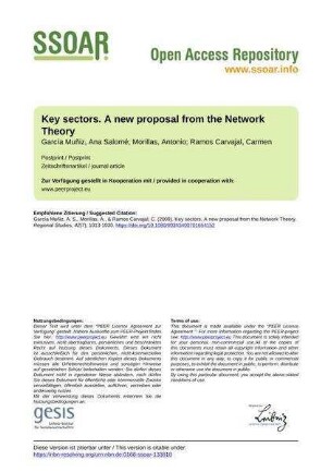 Key sectors. A new proposal from the Network Theory