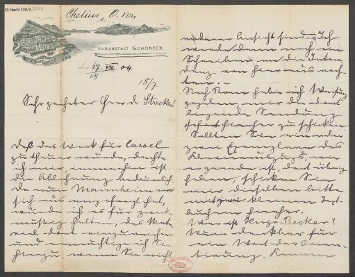 Brief an Ludwig Strecker <senior> und B. Schott's Söhne : 17.07.1904