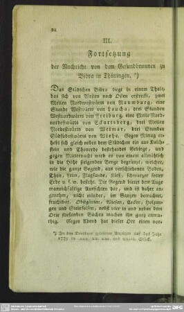 III. Fortsetzung der Nachricht von dem Gesundbrunnen zu Bibra in Thüringen