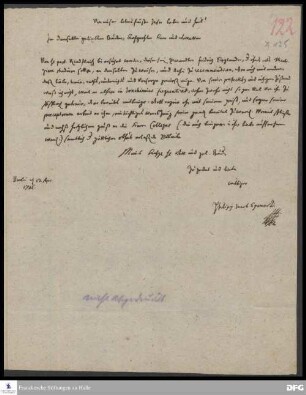 Brief von Philipp Jakob Spener an August Hermann Francke.