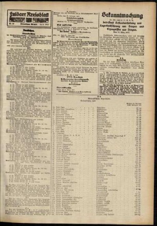 Zweite Ausgabe vom Donnerstag, den 15. März 1917.
