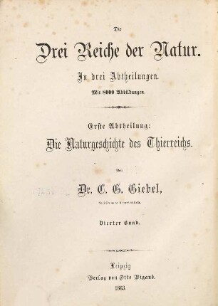 Die Naturgeschichte des Thierreichs. 4, Gliederthiere