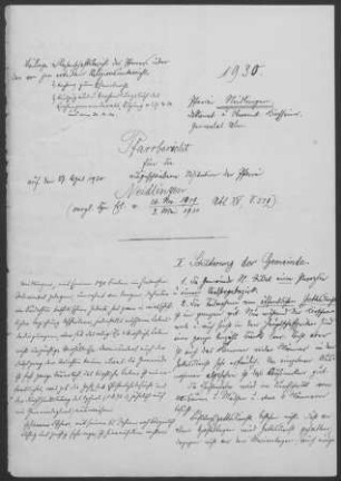 Neidlingen: Pfarrbericht 1930