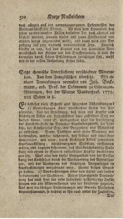 Chemische Untersuchung verschiedener Mineralien.
