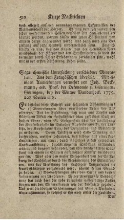 Chemische Untersuchung verschiedener Mineralien.