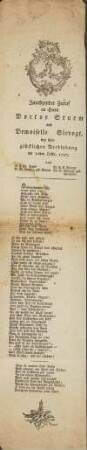 Jauchzender Zuruf an Herrn Doctor Sturm und Demoiselle Slevogt, bei ihrer glücklichen Verbindung am 10den Octbr. 1797.