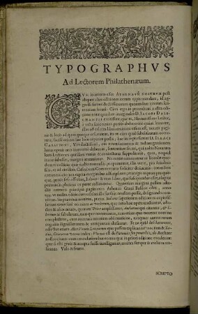 Typographus Ad Lectorem Philathenæum.