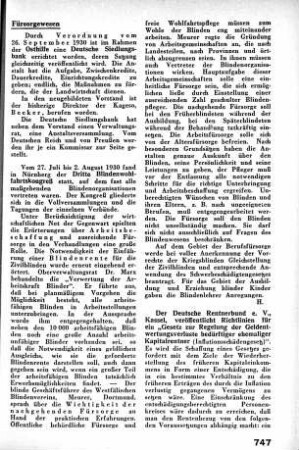 Dritter Blindenwohlfahrtskongreß, Nürnberg [Fürsorgewesen]