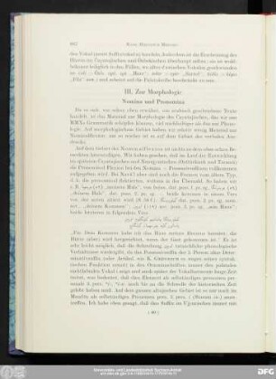 III. Zur Morphologie