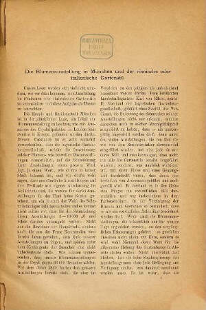 Die Blumen-Ausstellung der bayerischen Gartenbau-Gesellschaft vom 22. bis 31. Mai 1886