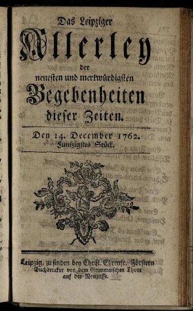 Den 14. December 1762. Funfzigstes Stück.