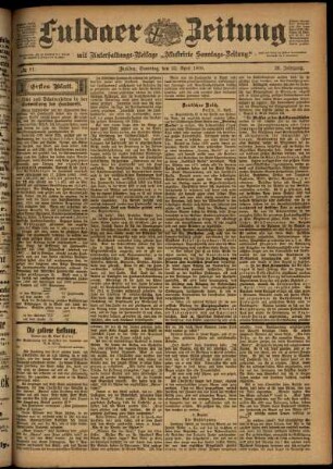 Erste Ausgabe vom Samstag, den 22. April 1899.