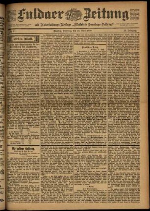Erste Ausgabe vom Samstag, den 22. April 1899.