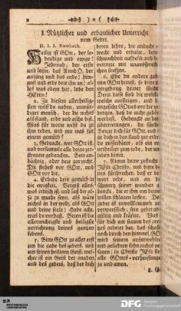 I. Nützlicher und erbaulicher Unterricht vom Gebet.