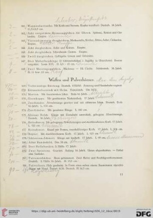 Waffen und Pulverhörner (Nr. 169-186)