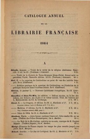 Catalogue annuel de la librairie française pour. 7