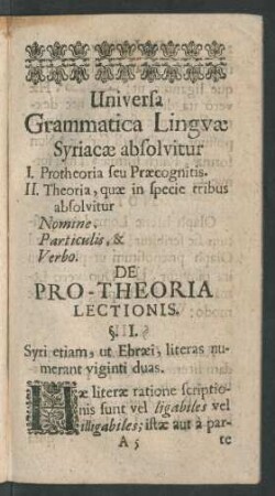 Universa Grammatica Linguae Syriacae absolvitur ...