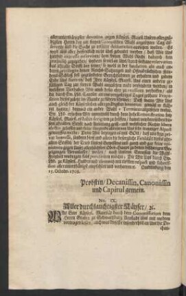 No. IX. Aller durchlauchtigster Käyser / [et]c.