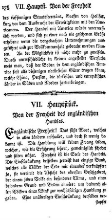 Von der Freyheit des des engländischen Handels