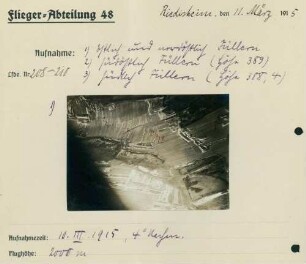 Foto einer feindlichen Batterie-Stellung östlich und nordöstlich von Füllern (Luftbild)