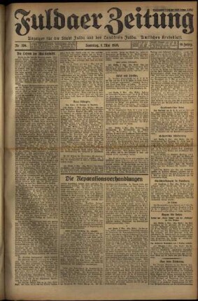 Erste Ausgabe vom Samstag, den 04. Mai 1929.