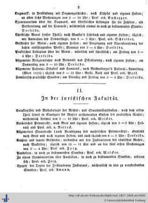 II. In der juristischen Fakultät.