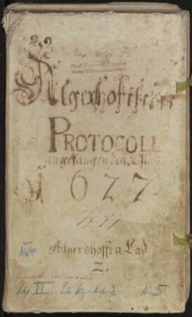 Gemeinsames Amtsprotokoll des Kl. Marchtal mit der Stadt Munderkingen für Algershofen mit Personen- und Sachregister