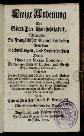 Ewige Anbettung Der Göttlichen Vorsichtigkeit