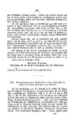 Verwendung der Einkünfte einer Lehrerstelle während einer Vacanz der Stelle : [V. Elementarschulwesen]