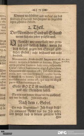 2. Theil. Der Menschen Sünd un[d] Schand wenn sich ein jeder prüfet wol.