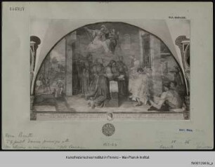 Freskenzyklus mit Darstellungen zu den Ursprüngen des Servitenordens : Einkleidung und Kommunion der sieben Gründer im Oratorium der Villa Camarzia (1233)