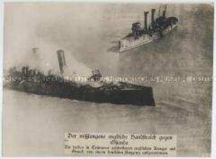 Zerstörte englische Kriegsschiffe im Hafen von Ostende